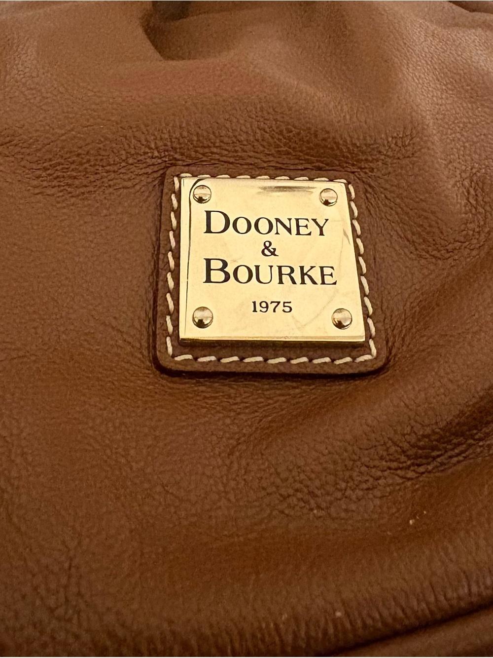 DOONEY& BOURKE Carmel Brown Pebble Grain Leather Drawstring Hobo Bucket Bag - Picture 12 of 14